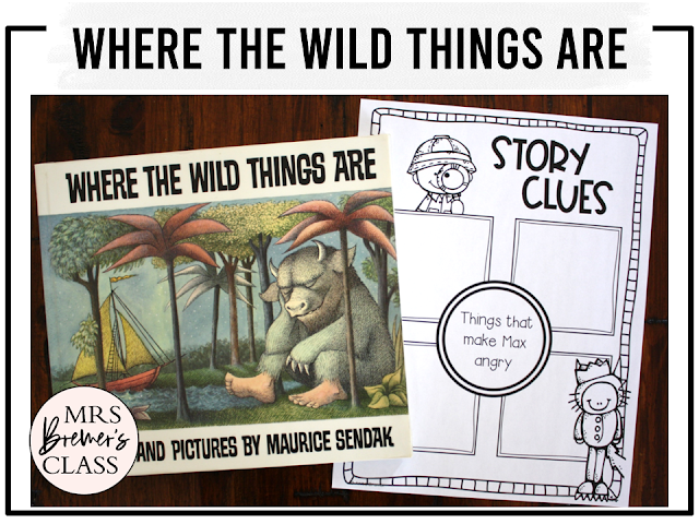 Where the Wild Things Are book activities unit with literacy printables, reading companion worksheets, and lesson ideas for Kindergarten and First Grade