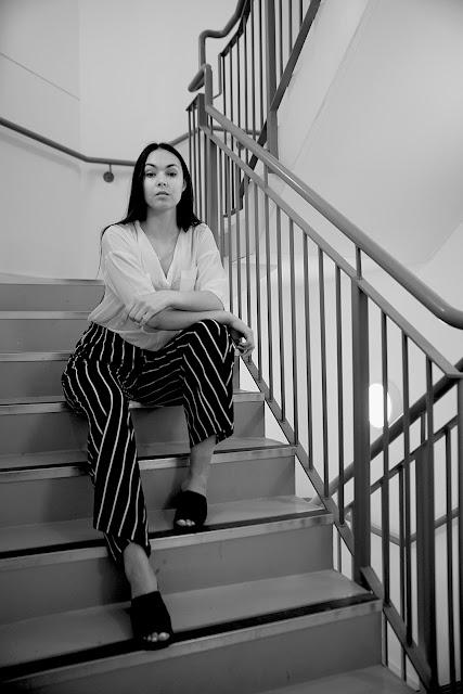 stairwell black and white photoshoot