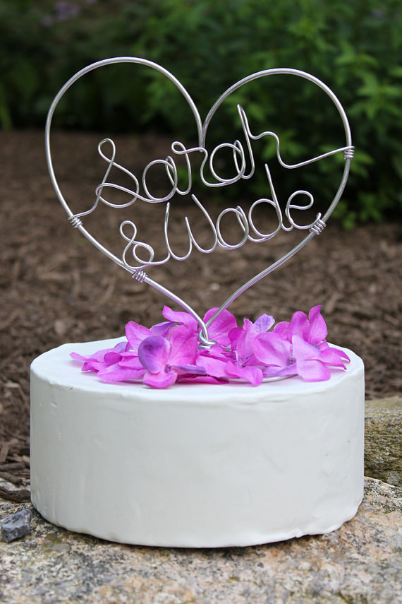 Custom Initials Heart Wire Wedding Cake Topper 2500