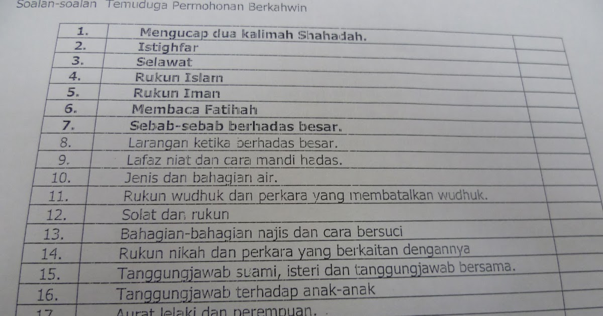 Soalan Temuduga Untuk Nikah Rejoice Faith