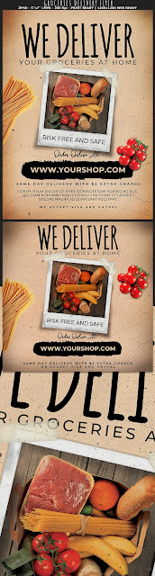  Supermarket Groceries Delivery Flyer Template