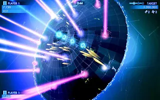 Screenshots of the Geometry wars 3: Dimensions for Android tablet, phone.