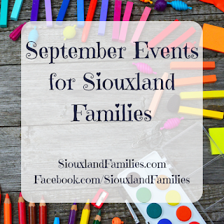 in background, school supplies. in foreground, the words "September events for Siouxland Families"