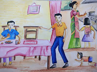 Harmony Arts Academy Drawing Classes Sunday 05-August-2018 12 yrs Chaitrali Suhas Bhagwat Family Memory Drawing Poster Colours