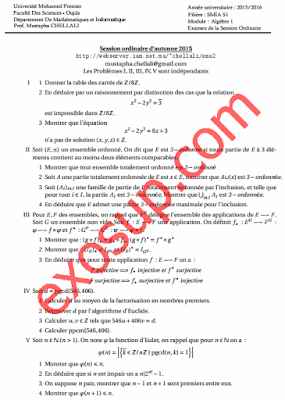 FSO contrôles corrigés algèbre 1 smia s1