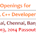 Openings for C, C++ Developer ( Mumbai, Chennai, Bangalore ) Any Graduate 2013, 2014,2015 Passouts - Apply Now