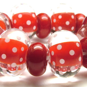 Red and white polka dot beads