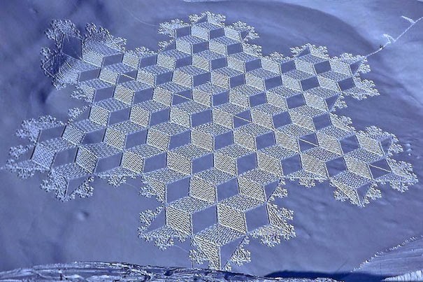 8. Trampled Snow Art by Simon Beck - 10 Literally Cool Things Made From Ice And Snow