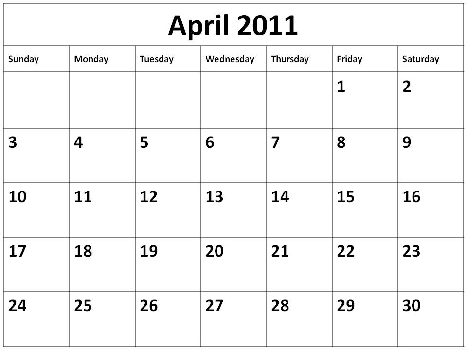 2011 calendar april printable. calendar 2011 april printable.