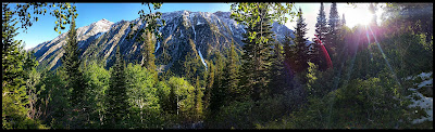 Panorama of the Mountains During Sunrise in Little Cottonwood Canyon