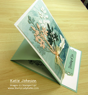 Easel card made with layered dies using Stampin'Up'!s Quiet Meadow Dies