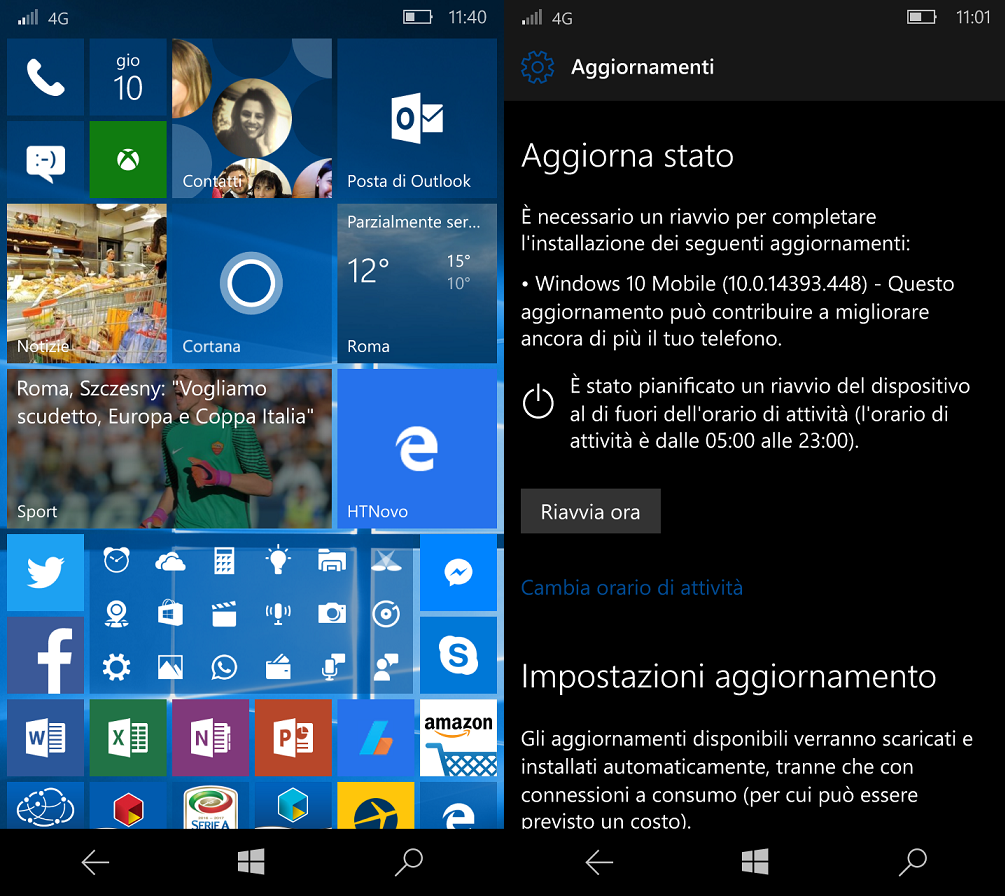 Aggiornamento di Novembre anche per Windows 10 Mobile HTNovo