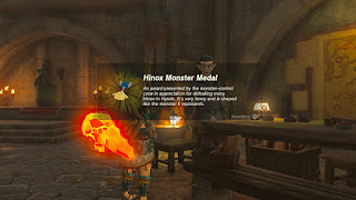 Hinox Monster Medal - An award presented by the monster-control crew in appreciation for defeating every Hinox in Hyrule. It's very fancy and shaped like the monster it represents.