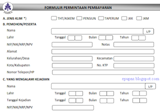 formulir taspen 1 2 3 permintaan pembayaran