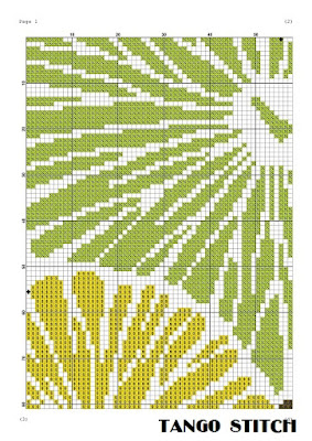 Green simple embroidery flower abstract cross stitch pattern