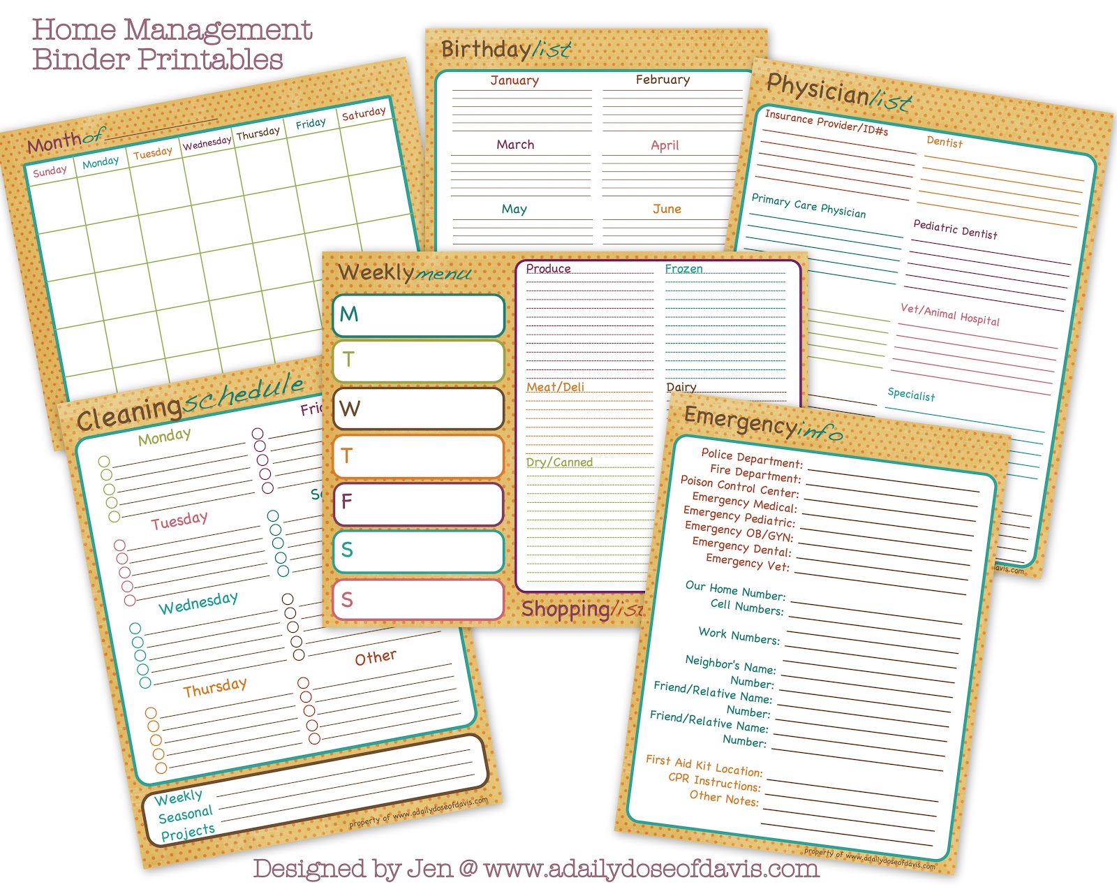 Home Management Binder Free Printables Organizing