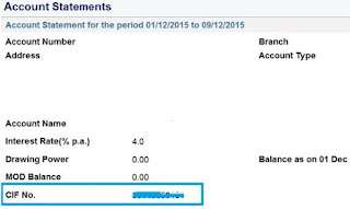 CIF number SBI Cheque book