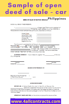 deed of sale of motor vehicle contract