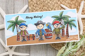 Sunny Studio Stamps: Seasonal Trees Sending Sunshine Coastal Cuties Pirate Pals Cards by Angelica Conrad and Juliana Michaels