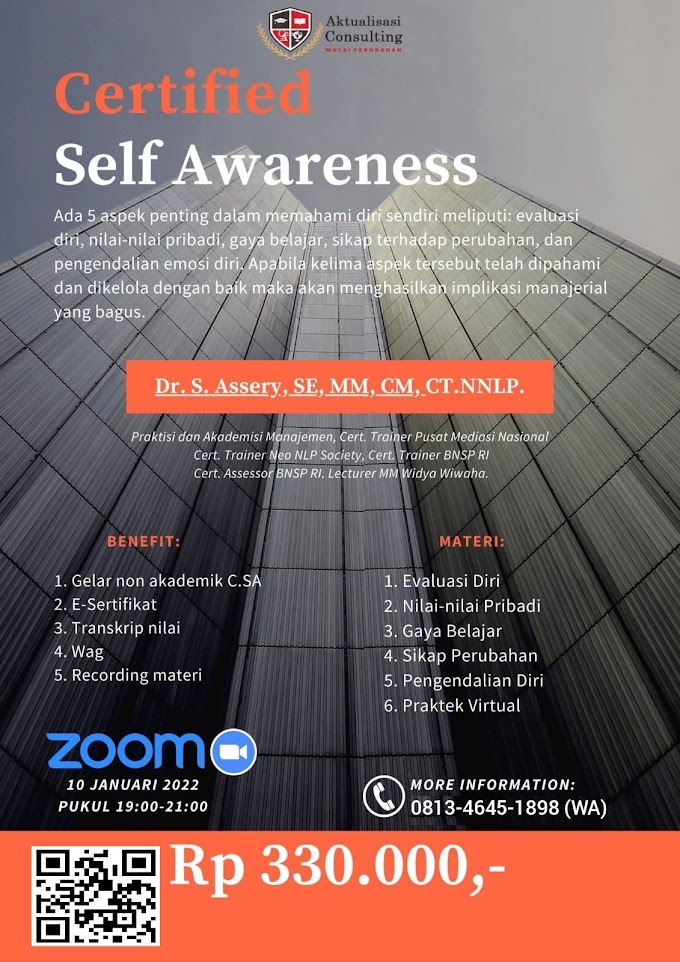 WA.0813-4645-1898 | Gelar Non Akademik Certified Self Awareness (C.SA)