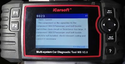 Icarsoft MB V2.0 showing failure 9023 in Mercedes Viano W639