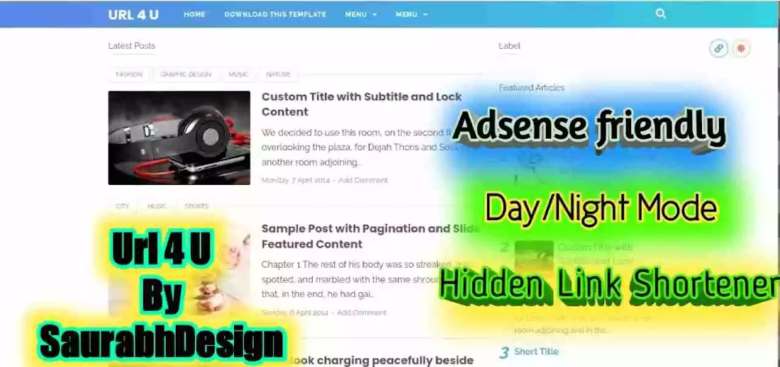 Url 4 U - premium url shortener template for blogger by SaurabhDesign.