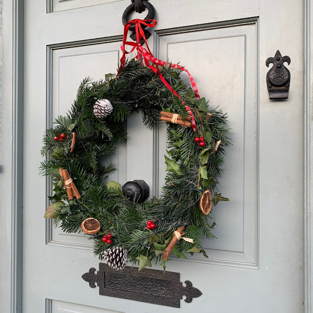 Christmas wreath on front door