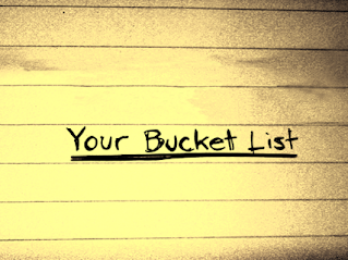 Photograph of lined paper with text "Your bucket list"