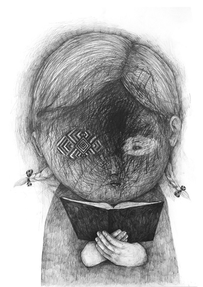 "The Reader" - Stefan Zsaitsits - 2012 | creative emotional drawings, art black and white, cool stuff, pictures, deep feelings, sad | imagenes chidas imaginativas tristes, emociones y sentimientos