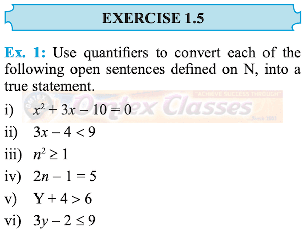 Omtex Classes Mathematical Logic Exercise 1 5 Page 12 Balbharati Solutions For Mathematics And Statistics 1 Commerce 12th Standard Hsc Maharashtra State Board Chapter 1