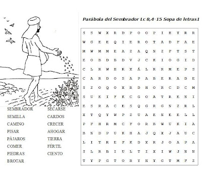 Resultado de imagen para sopa de letra del buen sembrador