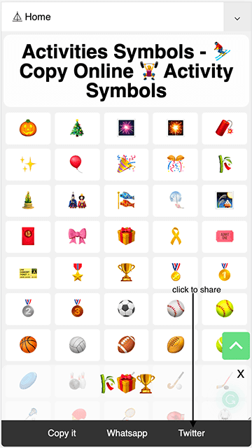 How to share 🏏 activity symbols on Twitter?