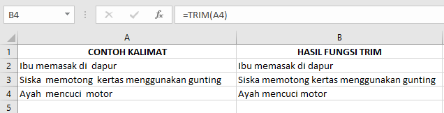 Rumus Fungsi “TRIM” pada Microsoft Excel dan Contohnya