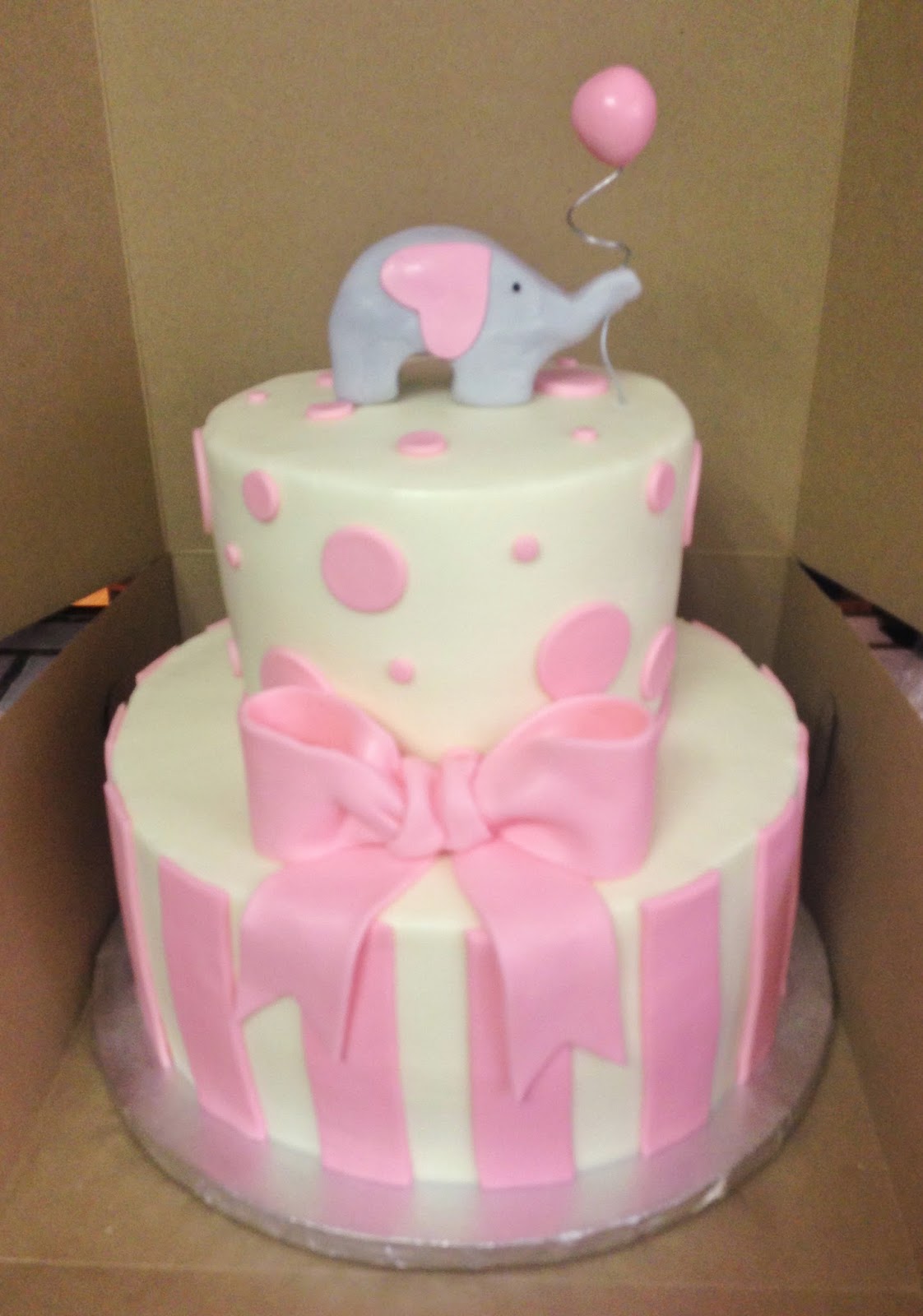 Cakes by Mindy: Pink & White Elephant Baby Shower Cake 6" & 10"