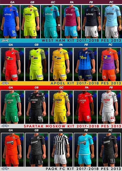 Update PES 2013 Kits Season 2017-2018