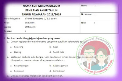  Saat ini Peserta didik akan segera menghadapi Ulangan Kenaikan Kelas  Soal PAT / UKK Kelas 2 Tema 8 Kurikulum 2013 Tahun 2019