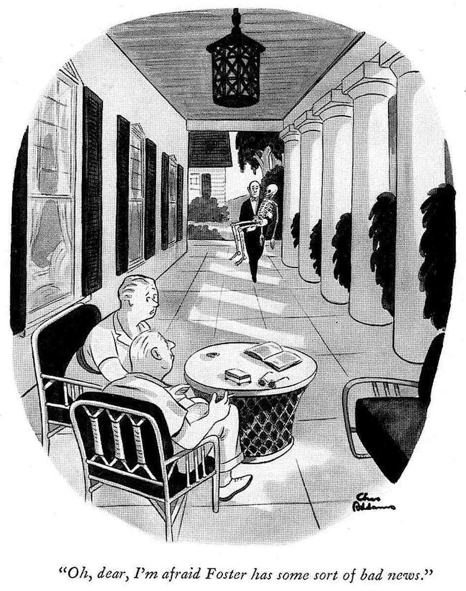 a Charles Addams cartoon about bad news