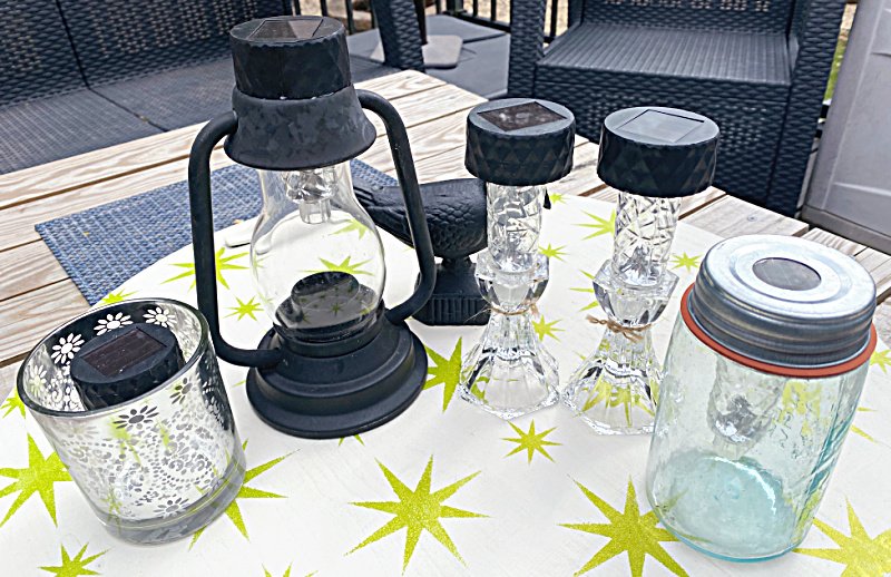collection of repurposed solar lights