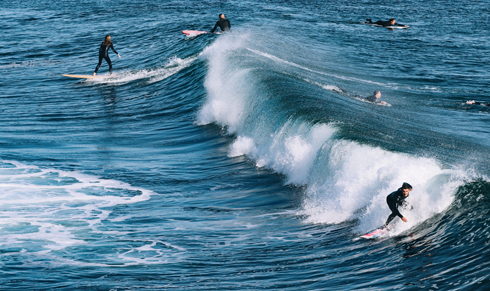 Santa Cruz Surfers Surfing