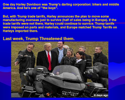 trump threatens harley davidson with punitive taxes: not fair taxes but directed personal punishment