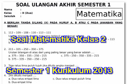 Soal Matematika Kelas 2 Semester 1 Kurikulum 2013