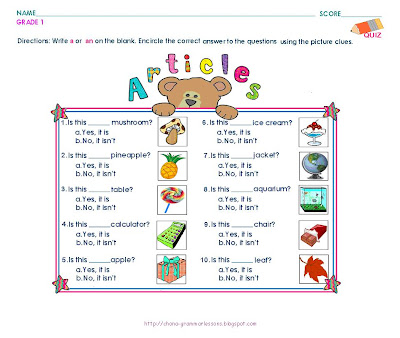 Grade 1 Artcles 1