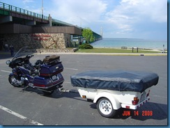 Goldwing and trailer at the Mackinaw Bridge Visitor Center