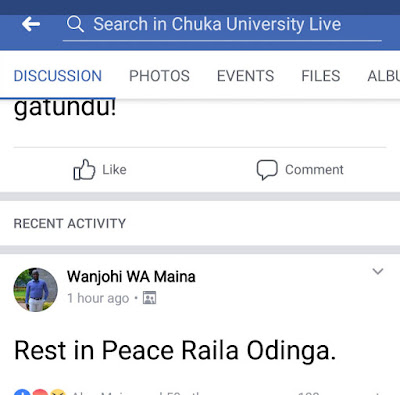 Wanjohi Maina former CUSA president kills Raila Odinga online
