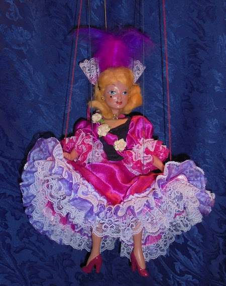 Pelham Puppet redesigned as Can-Can dancer, Moulin Rouge, marionette