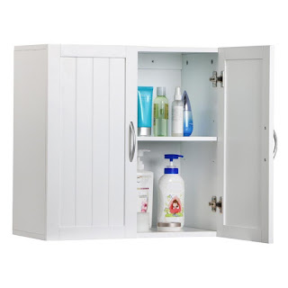Topeakmart Home Kitchen/Bathroom/Laundry 2 Door 1 Wall Mount Cabinet,White,23"x23"