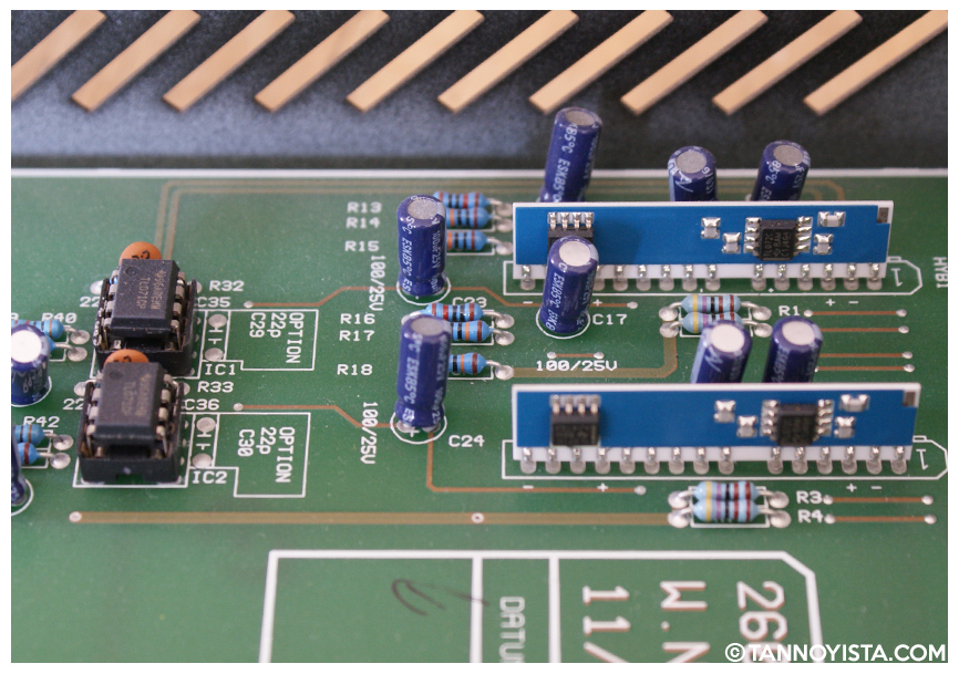 Inside the SPL Volume 2 showing the circuit board opamps
