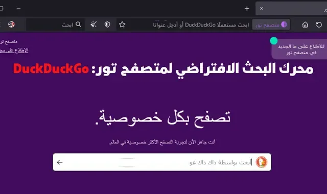 صورة تظهر الصفحة الرئيسية لمحرك بحث DuckDuckGo