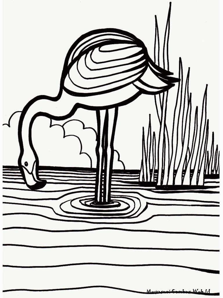 Mewarnai Gambar Burung Flamingo