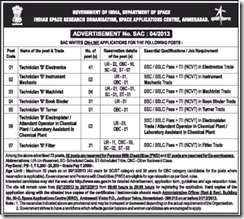 SAC Application Form - www.indgovtjobs.in